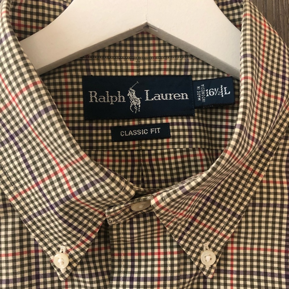 Ralph Lauren Men’s Plaid Button down Long Sleeve Shirt Size 16/5 Large